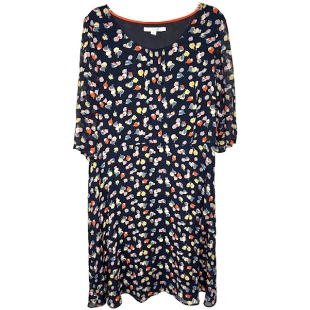 Boden Versatile Scattered Blossoms Georgette Dress  -- Navy/Multi - 16